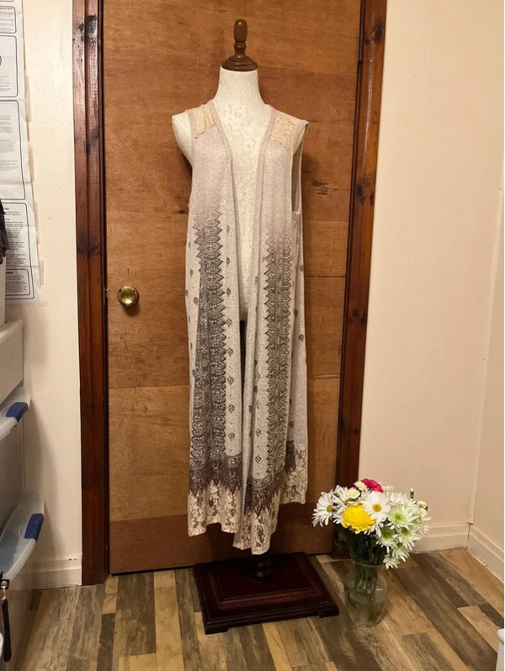Vocal Long Lace Boho Duster Sleeveless Vest Elegant